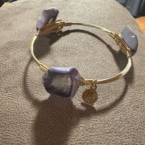 Bourbons and Bowties Bangle 
Purple Stone Gold Wire Bracelets